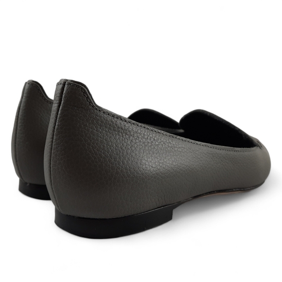 M. GEMI Italy Pointed Pebble Leather Gray Flats Slip On Loafers Flats 37 7 - Picture 9 of 14